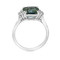 Emerald Cut Teal Sapphire Ring -standing 