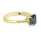 Cushion Teal Sapphire Ring in Yellow Gold - Side 