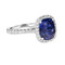 Blue Sapphire Diamond Halo Engagement Ring