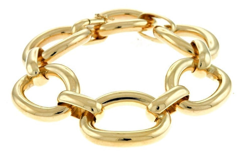 Vintage Italian 18k Yellow Gold Large Oval Link Bracelet Uno A Erre –  antiques-art-design