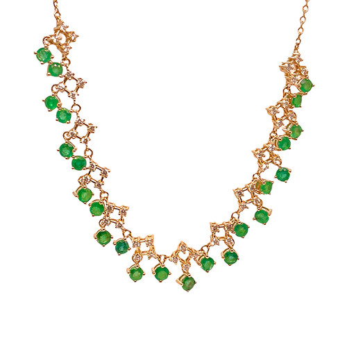 Emerald Fringe Necklace Yellow Gold | Emerald Jewelry NYC | Emerald ...