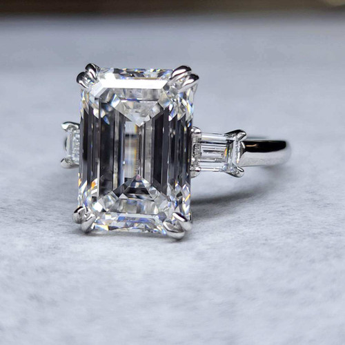 Emerald Cut Diamond Three Stone Ring | Emerald Cut Diamond Engagement ...