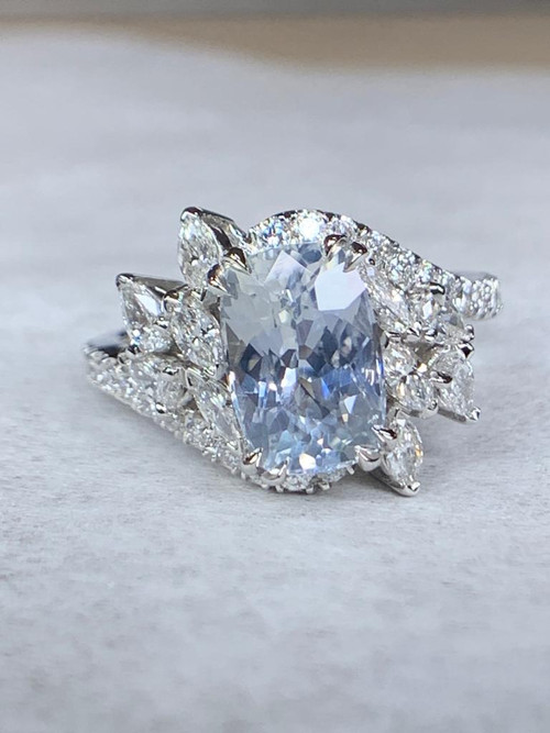 Baby Blue Sapphire Cushion Diamond Ring | Custom Order Jewelry | Custom ...