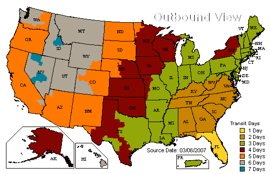 US Time in Transit Map