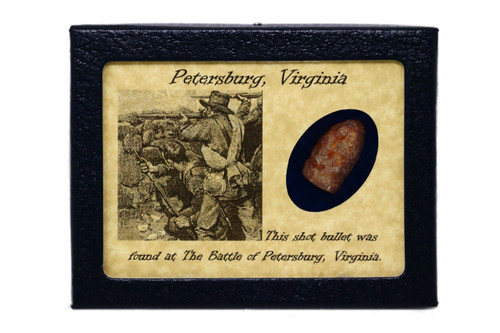 Shot Bullet Relic from Petersburg, Virginia with Display Case and COA