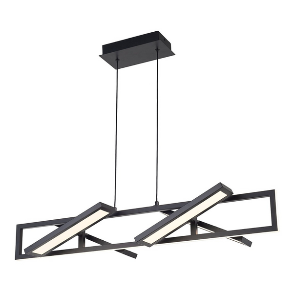 Helix Rectangular Pendant with Four Pivoting Light Guide Diffusers