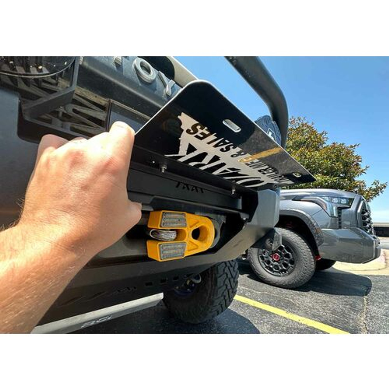 Flip-Up License Plate Holder + Synthetic Winch Rope Hawse Fairlead + Steel  Hook Stand + Half-Link Safety Latch Hook Fit SUV ATV UTV 10 Mounted 3/8