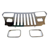 Stainless Steel Grille Applique w/ Chrome Bezels for 87-95 Jeep YJ Wrangler