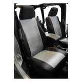 Front Polycanvas Seat Covers, Black/Gray for 2007-2010 Jeep JK Wrangler