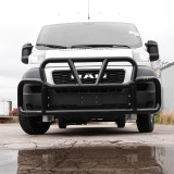  Ex-Guard Extreme-Duty, Medium-Height Coverage Grille Guard for 2014-Newer Ram Promaster Van, Black EVRCoat PVC Finish. Includes Mounting Bracket. 