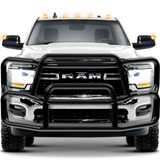 Ex-Guard Extreme-Duty, Full-Height Coverage Grille Guard for 2019-Newer RAM 2500, 3500 Pickup Trucks, Black EVRCoat PVC Finish. Includes Mounting Bracket.