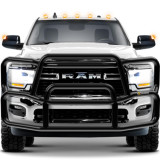  Ex-Guard Extreme-Duty, Full-Height Coverage Grille Guard for 2019-Newer RAM 2500, 3500 Pickup Trucks, Black EVRCoat PVC Finish. Includes Mounting Bracket. 