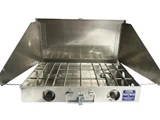 Partner Steel Aluminum Propane Camping Stove | 2 Burner 16 inch | Left Connection w/ Windscreen PARST-2B16W-L 