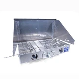 Partner Steel Aluminum Propane Camping Stove | 2 Burner 22 inch | Left Connection w/ Windscreen PARST-2B22W-L 