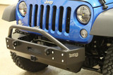  Rock Hard 4x4 Patriot Series Grille Width "Stubby" Front Bumper w/ Receiver w/ Lowered Winch Mount for Jeep Wrangler JK 2007 - 2018 [RH-5020] 