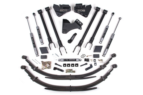 BDS Suspension 4 Inch Lift Kit | 4-Link Conversion | Ford F250 / F350 Super Duty (17-19) 4WD | Gas | Leaf Springs / NX2 Nitro Series 