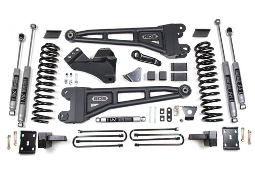 BDS Suspension 6 Inch Lift Kit w/ Radius Arm | Ford F250/F350 Super Duty (05-07) 4WD | Gas | 4 Inch Block Kit w/o Overload / NX2 Nitro Series 