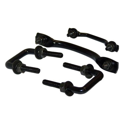 Black Windshield Tie Down Kit for 55-95 Jeep CJ-5, CJ-6, CJ-7, CJ-8, YJ Wrangler