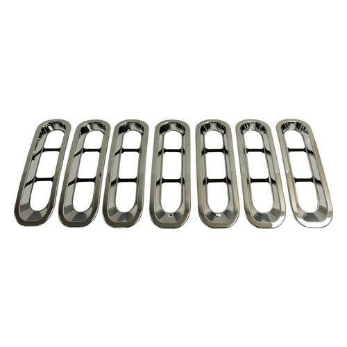 RT Offroad 7-Piece Chrome Plastic Grille Inserts for Jeep JK Wrangler; Snap-In Pieces 