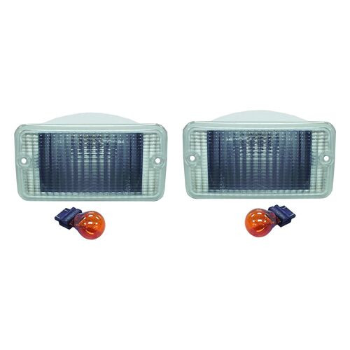 Clear Park & Turn Signal Lamp Set for Jeep TJ Wrangler; Clear Lamps, Amber Bulbs