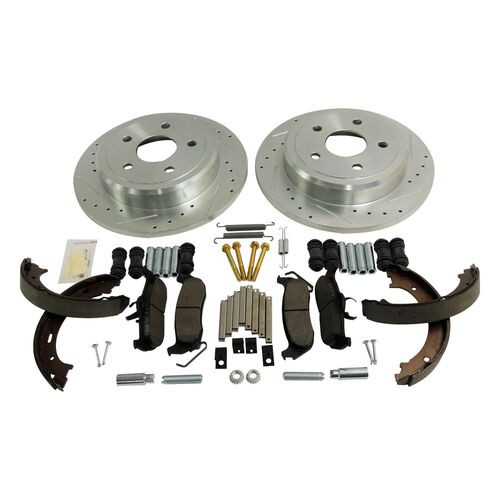 Rear Performance Brake Kit for Jeep WK, XK, Drilled & Slotted Rotors & Hardware