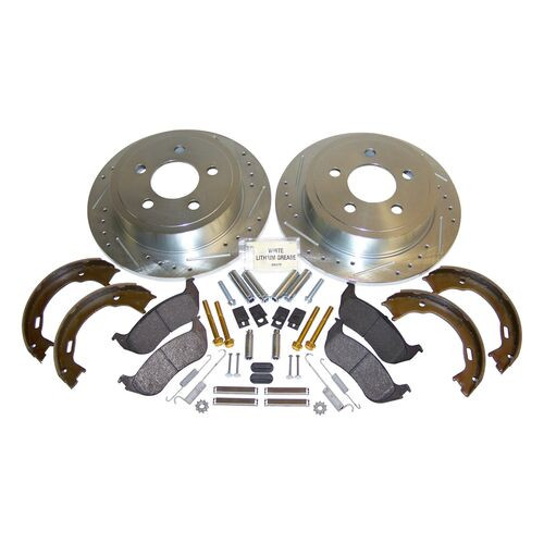 Rear Performance Brake Kit for Jeep TJ, KJ, Drilled & Slotted Rotors & Hardware