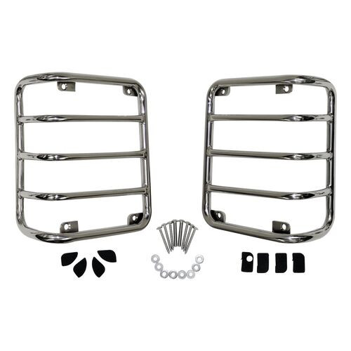 Stainless Steel Tail Light Guard Set for 07-18 Jeep JK Wrangler; Incl. Hardware