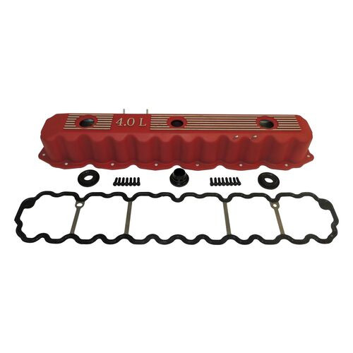 Red Aluminum Valve Cover Kit for Multiple Jeep Models w/ 4.0L Engine