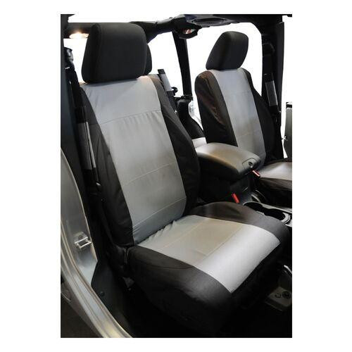 RT Offroad Front Polycanvas Seat Covers, Black/Gray for 2007-2010 Jeep JK Wrangler 