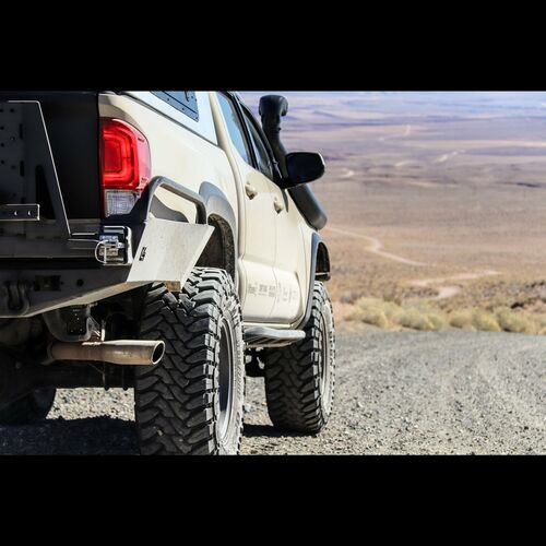 Tacoma Overland Series High Clearance Rear Bumper, Single Full Length Swing Arm w/ Tire Carrier - Passenger Side Pivot/Driver Side Latch, No Side Tubes