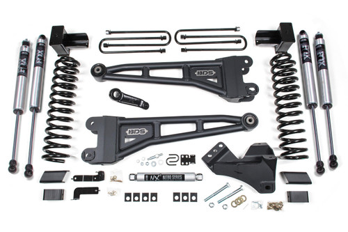 BDS Suspension 4 Inch Lift Kit w/ Radius Arm | Ford F250/F350 Super Duty (17-19) 4WD | Gas | 5 Inch Block w/ 2 and 3 Leaf Main / FOX 2.0 Performance Series 