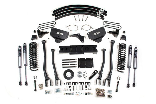 BDS Suspension 8 Inch Lift Kit w/ 4-Link | Ram 3500 (13-18) 4WD | Diesel | 5 Inch Block Kit and Add-A-Leaf / 8 Bolt / FOX 2.0 Performance Series 