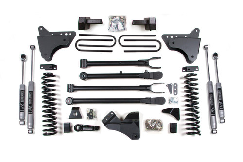 BDS Suspension 6 Inch Lift Kit w/ 4-Link | Ford F250/F350 Super Duty (05-07) 4WD | Gas | 5 Inch Block Kit w/ Overload / NX2 Nitro Series 