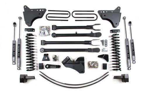 BDS Suspension 6 Inch Lift Kit w/ 4-Link | Ford F250/F350 Super Duty (05-07) 4WD | Gas | 3 Inch Block Kit + Add-A-Leaf w/ Overload / NX2 Nitro Series 