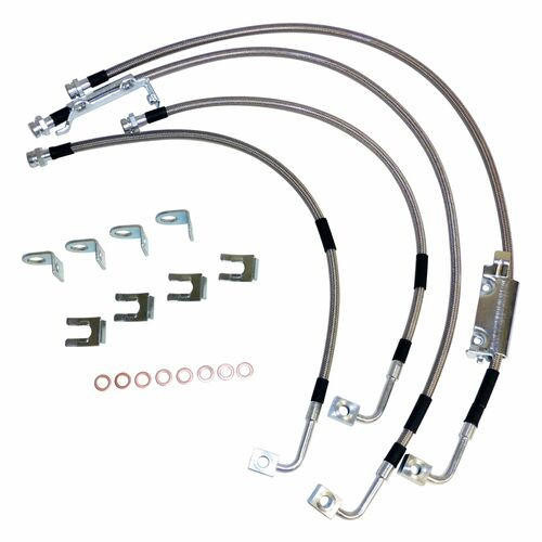 RT Offroad Stainless Steel Brake Hose Kit for 11-18 Jeep JK Wrangler w/ Up to 6\" Lift 