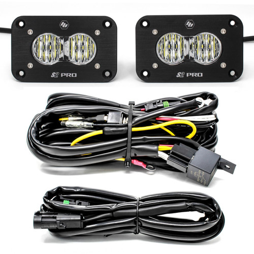 Baja Designs S2 Pro Black Flush Mount LED Light Pod Reverse Kit (Wide Cornering; Clear) 