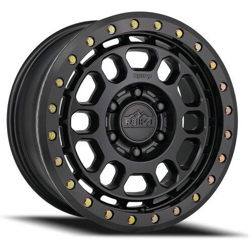Reika 17X8 6X130 +30 HB 84.1 R35 BEADLOCK SATIN BLACK W/ BLACK E-COAT RING 