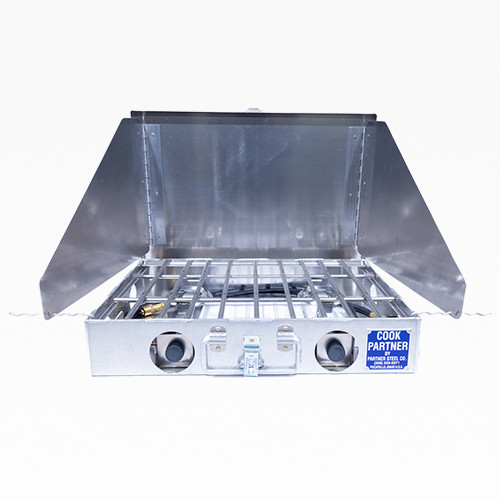 Aluminum Propane Camping Stove | 2 Burner 18 inch | Right Connection w/ Windscreen PARST-2B18W-R Aluminum Propane Camping Stove | 2 Burner 18 inch | Right Connection w/ Windscreen PARST-2B18W-R