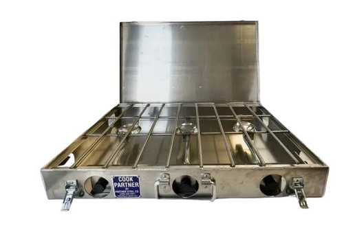 Partner Steel Aluminum Propane Camping Stove | 3 Burner 26 inch (26 inch x 16 inch) | Right Connection PARST-3B26-R 
