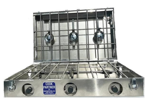 Partner Steel Aluminum Propane Camping Stove | 6 Burner 26 inch | Break Apart Hinge | Right Connection PARST-6B26H-R 