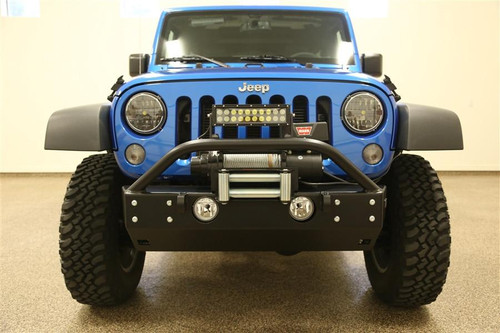  Rock Hard 4x4 Patriot Series Grille Width "Stubby" Front Bumper for Jeep Wrangler JK 2007 - 2018 [RH-5001-B] 