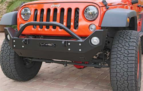  Rock Hard 4x4 Patriot Series Mid Width Front Bumper w/ Lowered Winch Plate for Jeep Wrangler JK 2007 - 2018 [RH-5022] 