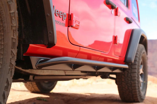 Rock Hard 4x4 Patriot Series Tube Slider Rocker Guards Angled Down for Jeep Wrangler JL 2DR 2018 - Current [RH-90102]