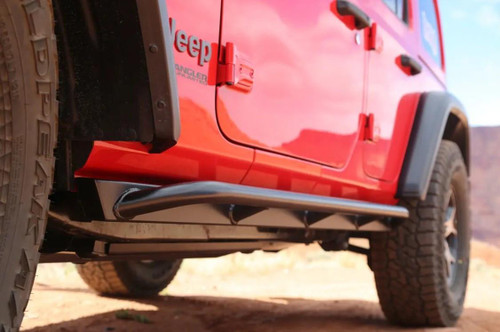  Rock Hard 4x4 Patriot Series Tube Slider Rocker Guards Angled Down for Jeep Wrangler JL 4DR 2018 - Current [RH-90106] 