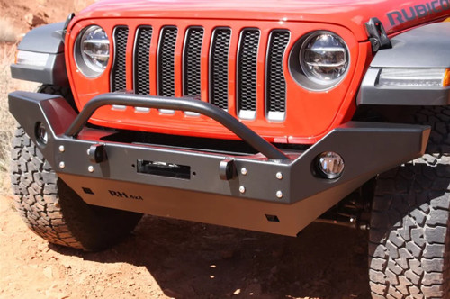 Rock Hard 4x4 Aluminum Patriot Series Full Width Front Bumper w/ Lowered Winch Mount for Jeep Wrangler JL 2018 - Current [RH-90245]