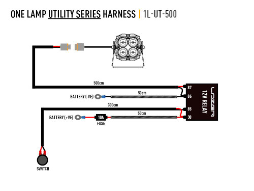 Triple R Lights Single Lamp Harness - with Switch (Utility Series, 12V) 