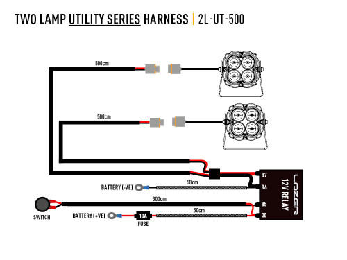 Triple R Lights Two-Lamp Harness - with Switch (Utility Series, 12V) 