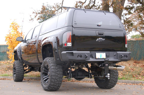 Fab Fours Heavy Duty Rear Bumper Uncoated/Paintable Incl. 0.75 in. D-Ring Mount [AWSL] CH08-W1450-B 