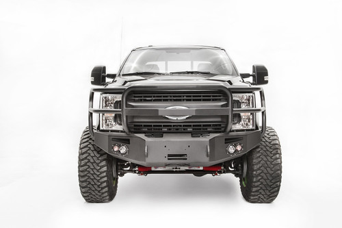 Premium Winch Front Bumper 2 Stage Black Powder Coated w/Full Grill Guard FS17-A4150-1