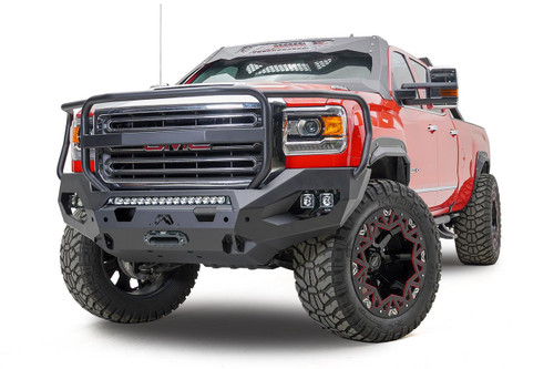 Fab Fours Matrix Front Bumper 2 Stage Black Powder Coat Full Grill Guard GM15-X2850-1 